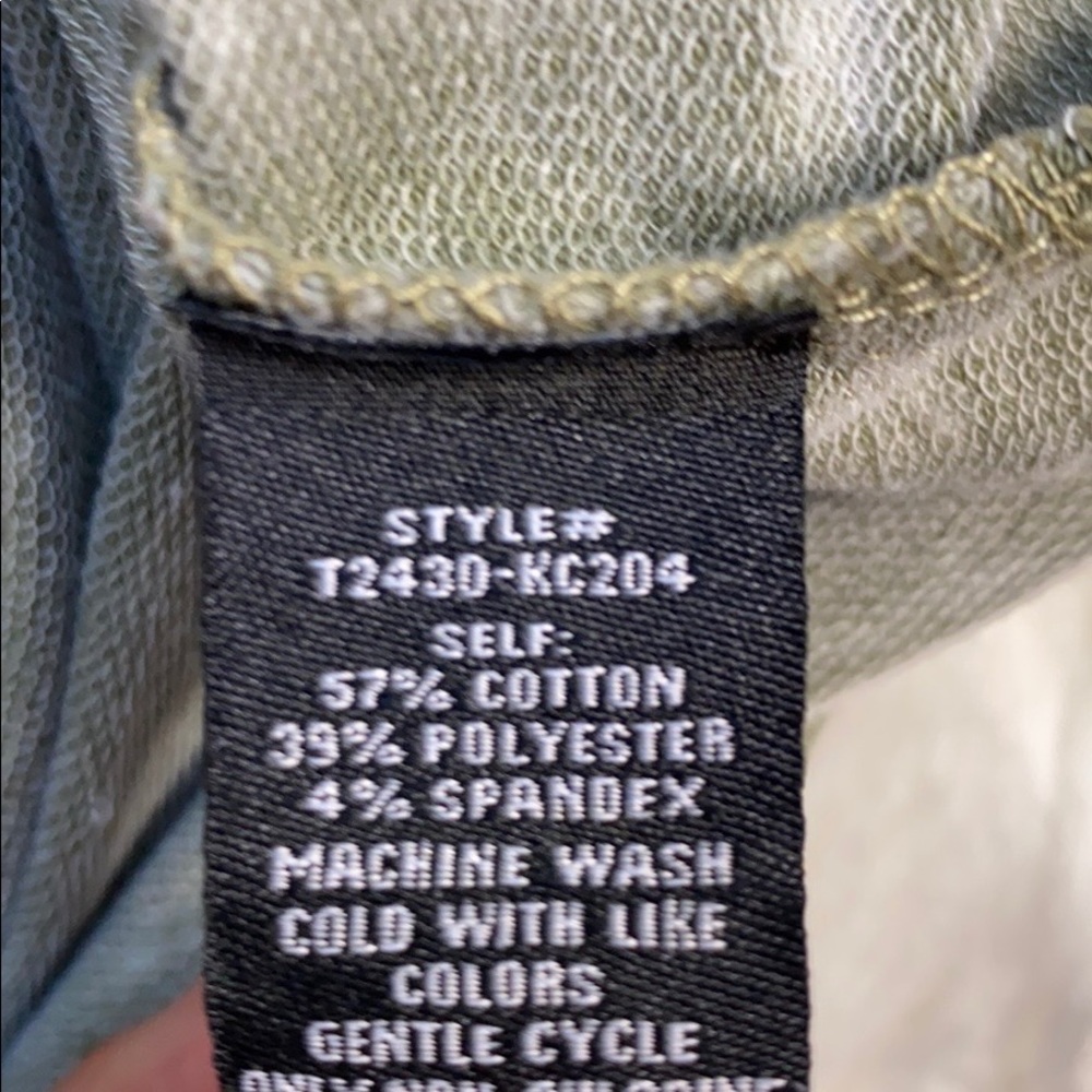 Sanctuary Open Drawstring Back Distressed Moss Top - image 8